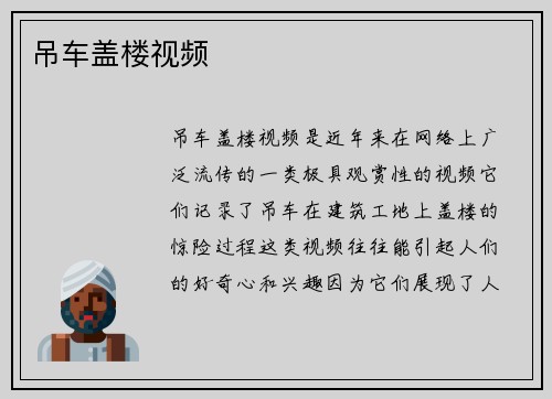 吊车盖楼视频